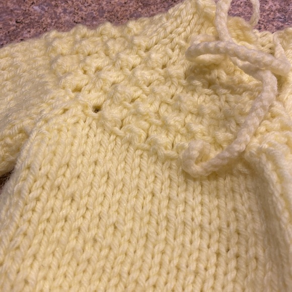 Handmade Knit Baby Yellow Sweater - Picture 7 of 17